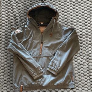 Naketano Women’s Benficker Nuno Anorak Jacket Size Large Dirty Steel 1/2 Zip